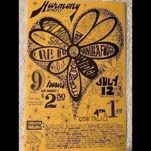 Rare Harmony Concert Cow Palace 1968 Creedence, Iron Butterfly Handbill Original